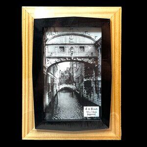 PTI Group Light Wood & Black 4"x6" Picture Frame